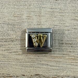 Diamond W Italian Charm Bracelet Link